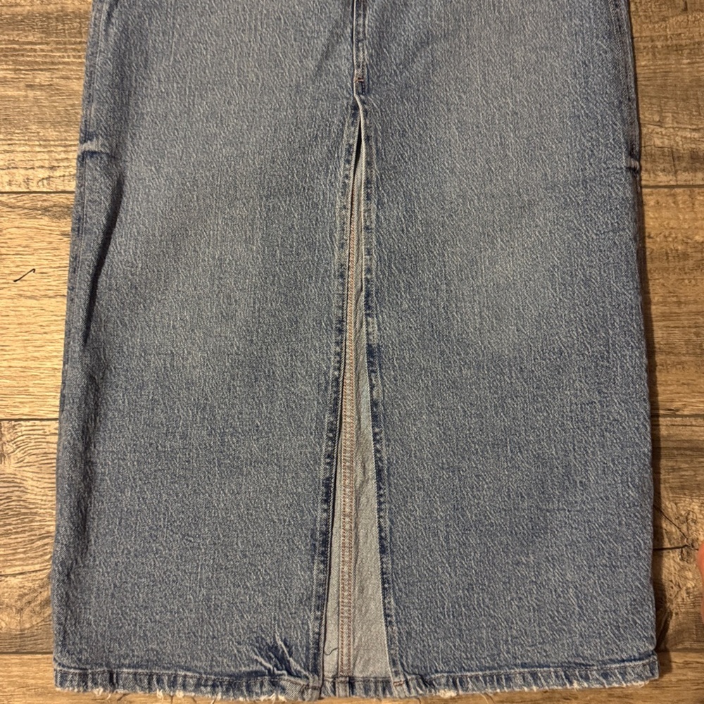 Zara Blue Denim Maxi Skirt with Slit - Picture 2 of 5